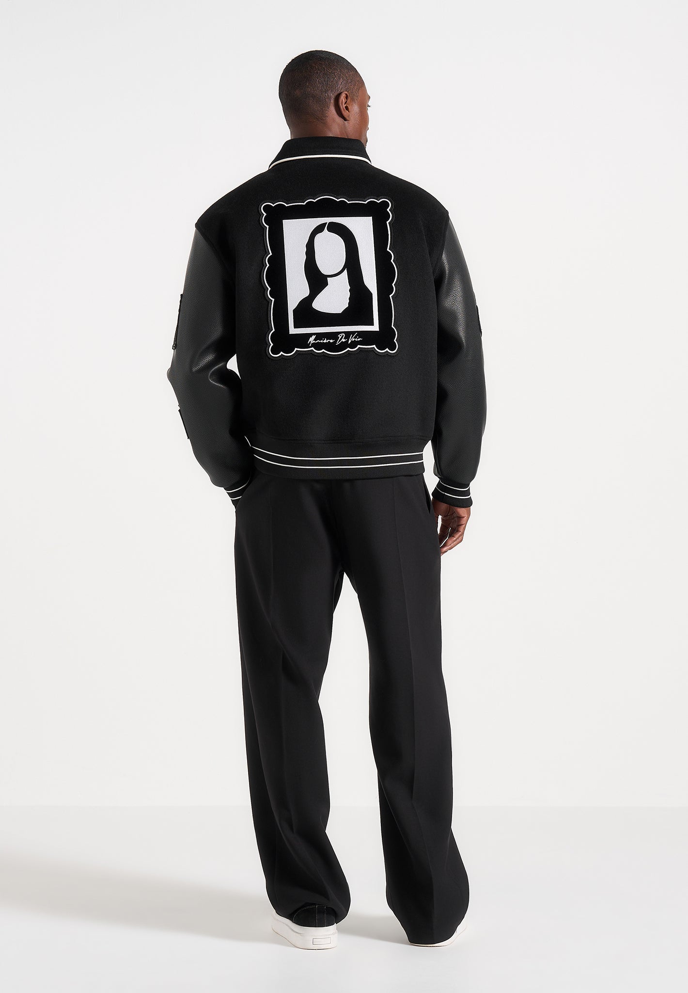 Mona Lisa - Wool Blend Varsity Jacket - Black | Manière De Voir Canada