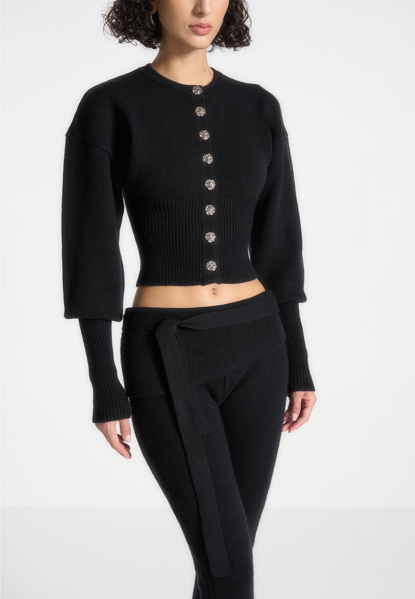 knitted-cinch-waist-cardigan-black