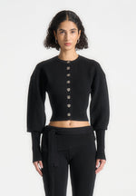 knitted-cinch-waist-cardigan-black