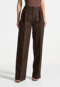 Julie - Tailored Twin Pleat Trousers - Brown