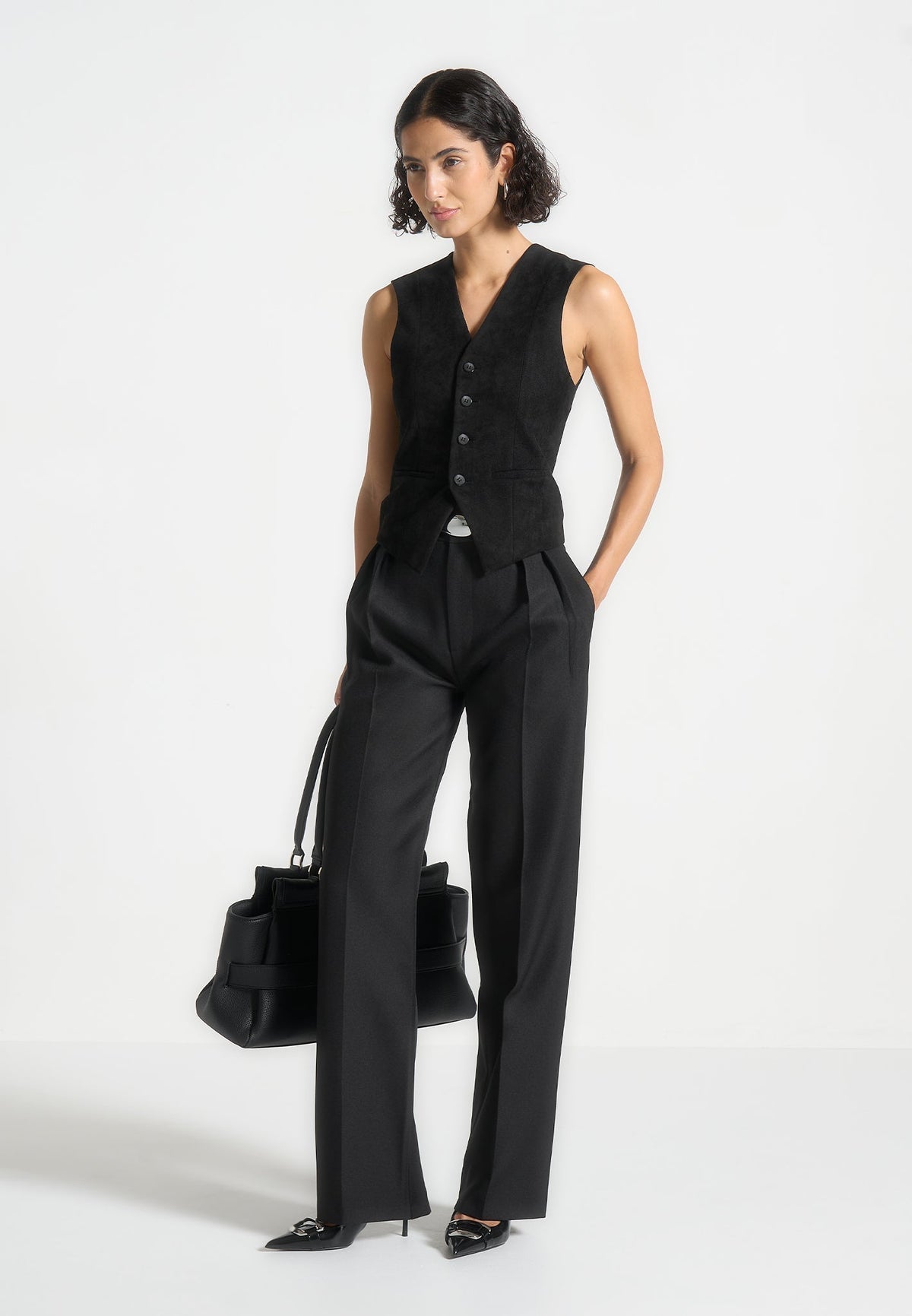 J⁠ulie - Tailored Twin Pleat Trousers - Black
