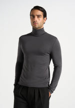 Blaise - Long Sleeve Roll Neck Top - Grey