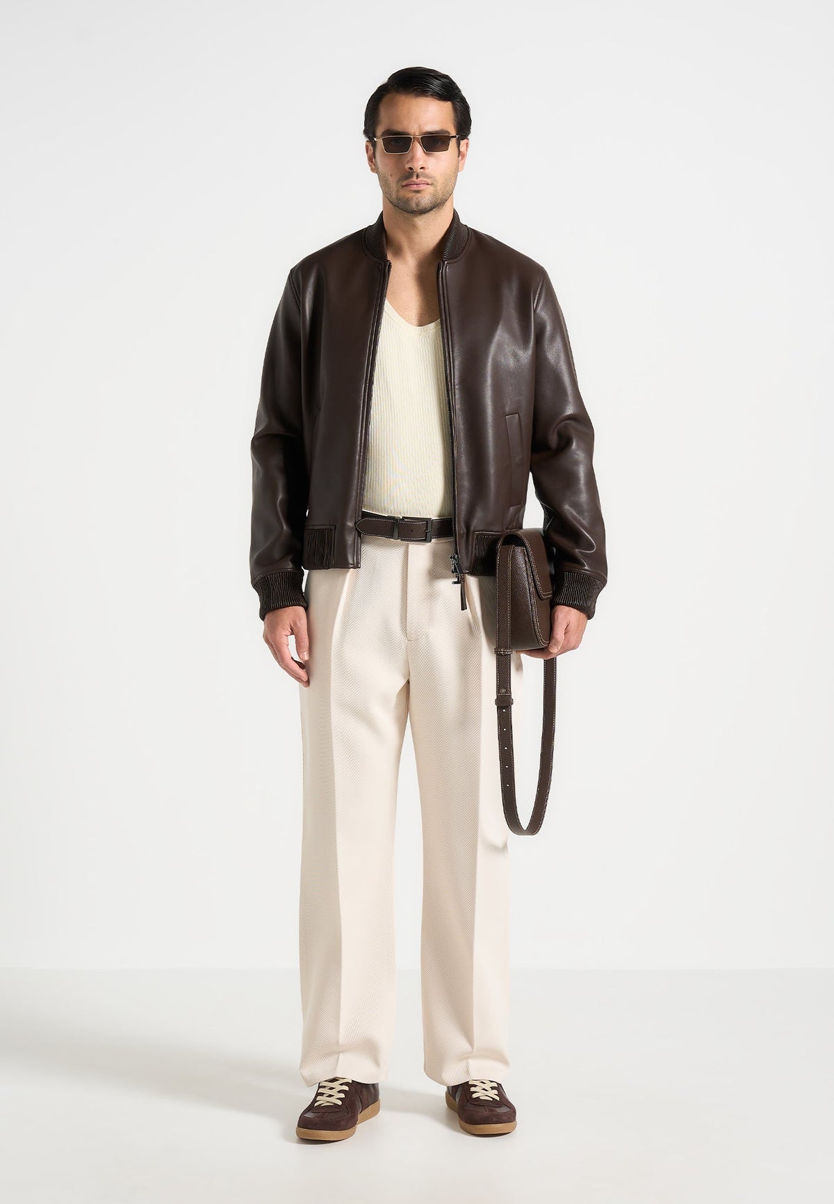 Dorian - Relaxed Fit Twill Pleated Tailored Pants - Cream