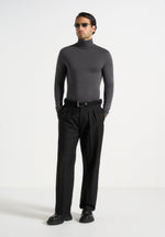 Blaise - Long Sleeve Roll Neck Top - Grey