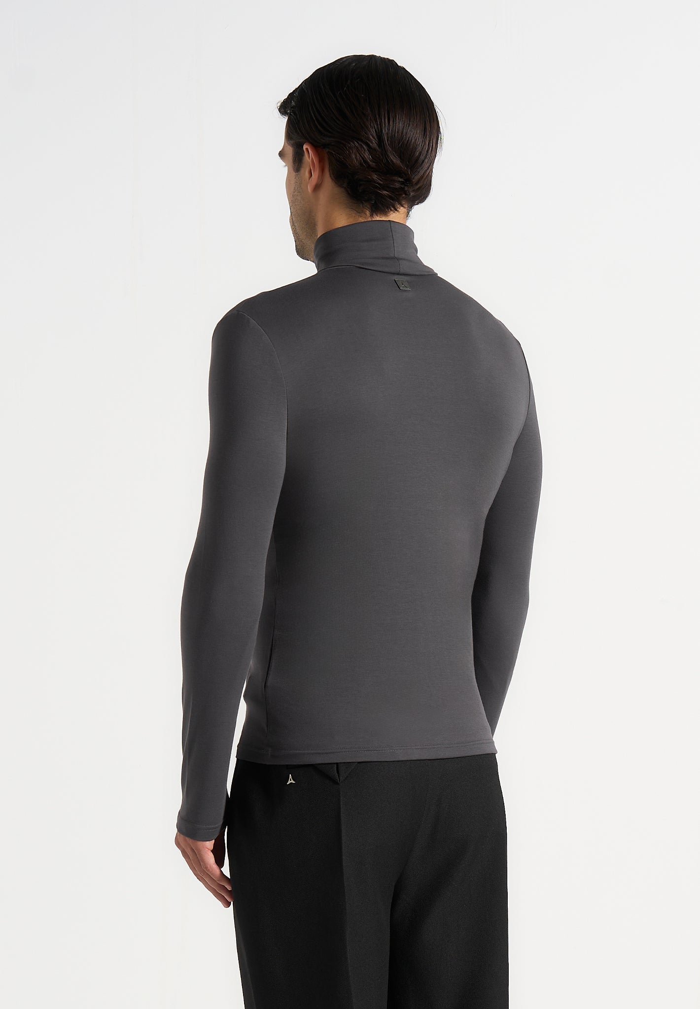 Blaise - Long Sleeve Roll Neck Top - Grey