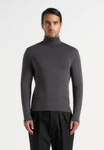 Blaise - Long Sleeve Roll Neck Top - Grey