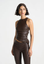 leather-asymmetric-tacked-racer-top-brown