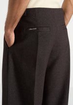 Lior - Box Pleat Hatched Wide Leg Pants - Dark Brown