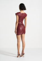 leather-gathered-dress-wine-red