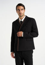 Alec - Double Breasted Suit jacket With Contrast Lapel - Black