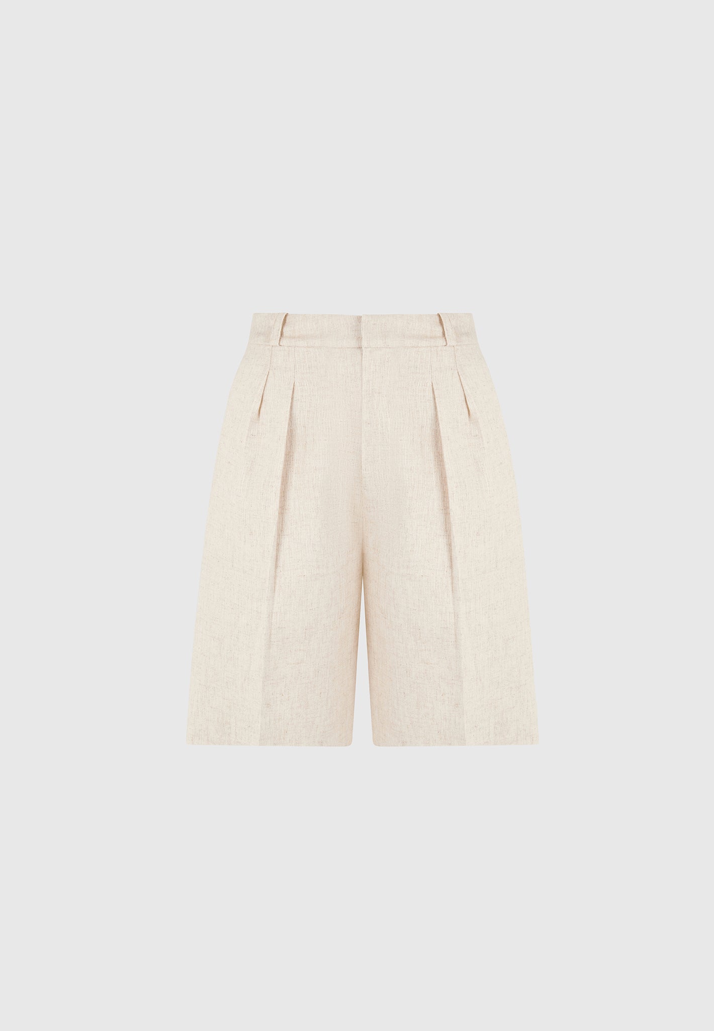 Lorette - Linen Double Pleat Shorts - Natural