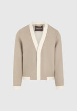 Clovis - Tailored Cardigan with Contrast Placket - Beige