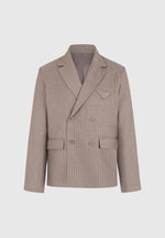 Didier - Double Breasted Pinstripe Suit Jacket - Taupe