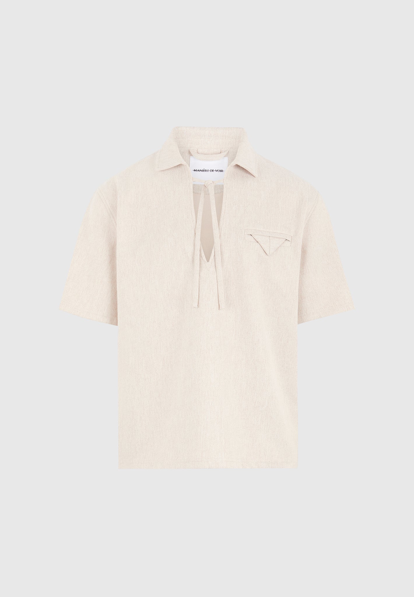 open-collar-textured-drawstring-shirt-cream