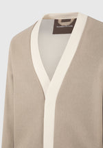 Clovis - Tailored Cardigan with Contrast Placket - Beige
