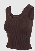 Liane - Scoop Neck Ribbed Vest - Brown