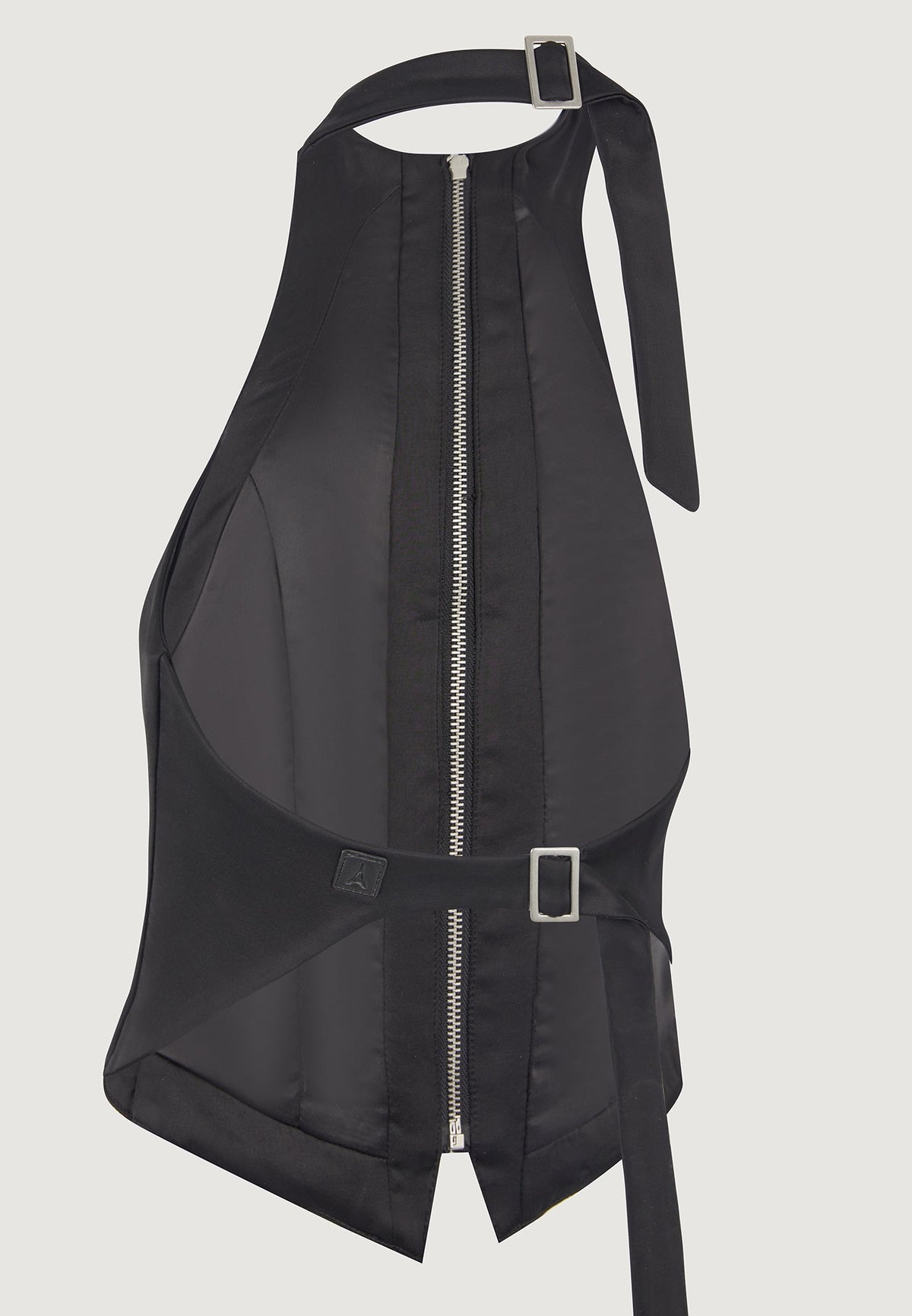 Claudette - Satin Halter Backless Top - Black