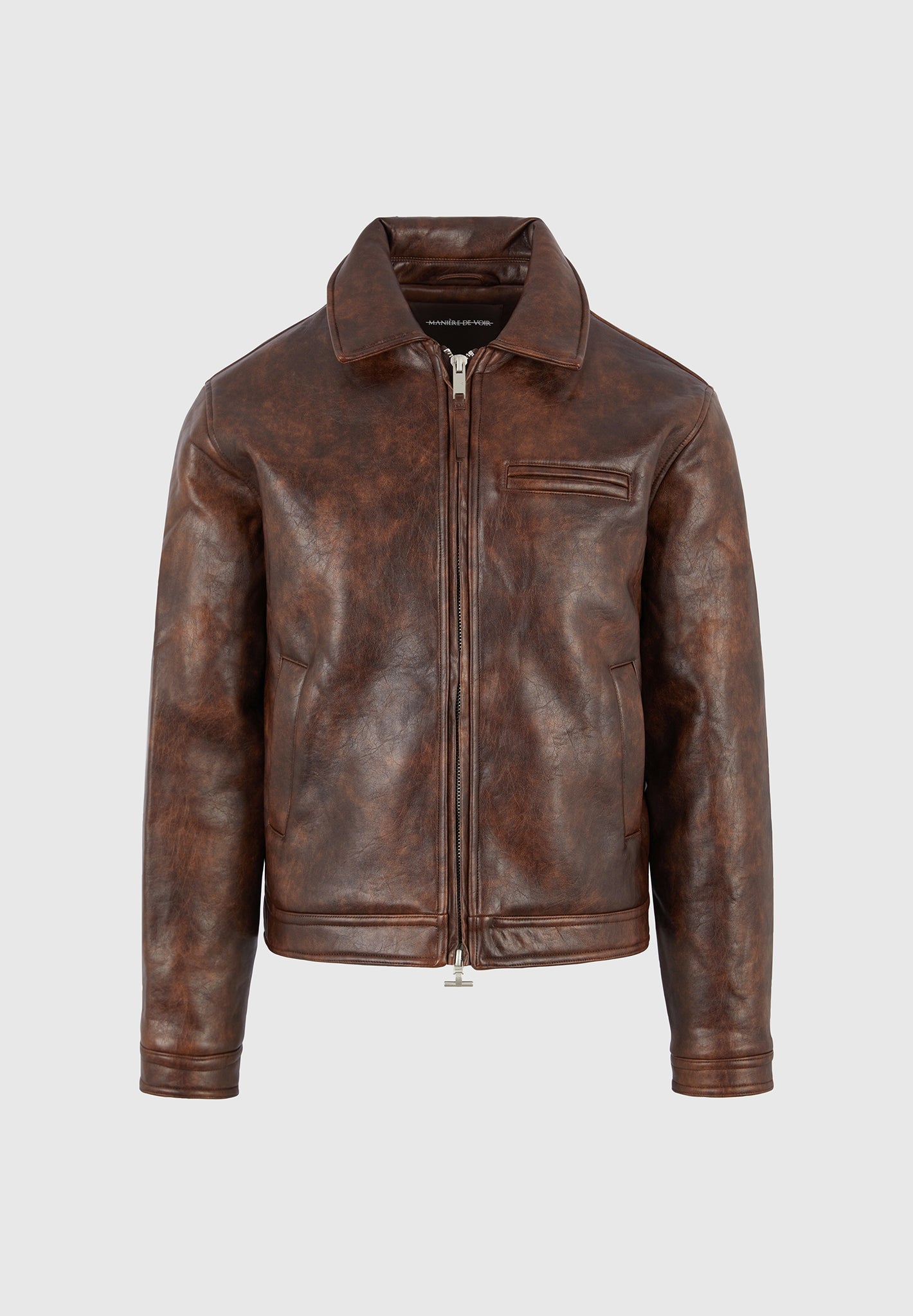 ジャケット・アウター grunge patchwork leather jacket brown Frizmworks DESTROYED LEATHER JACKET - BROWN - The Great Divide