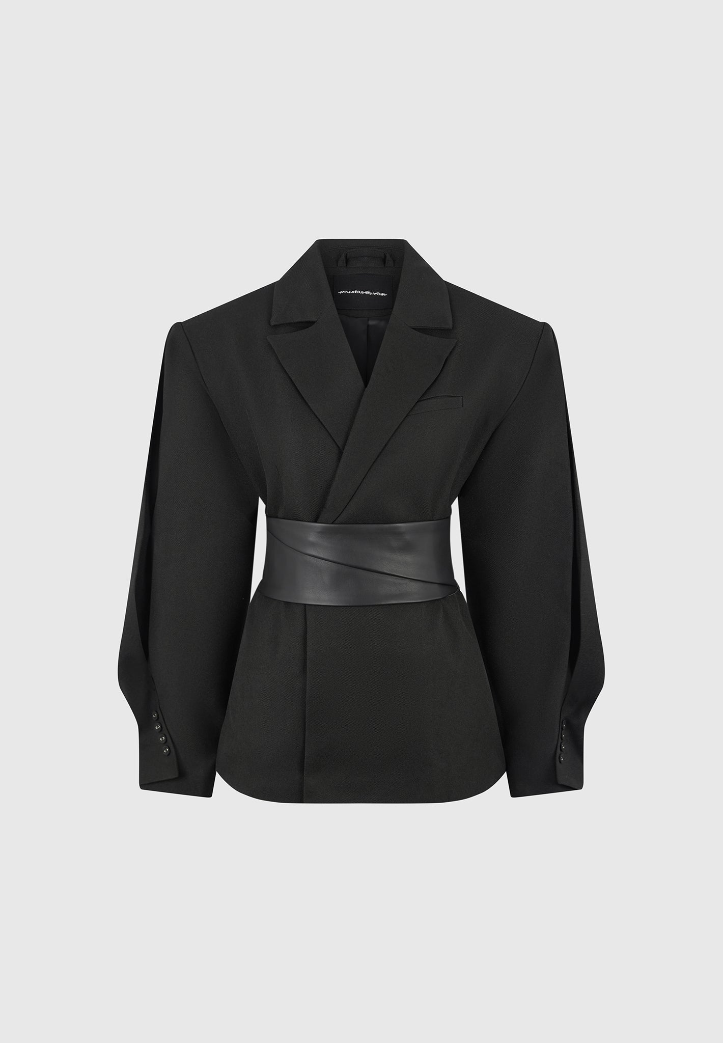 twist-sleeve-tailored-blazer-with-belt-black