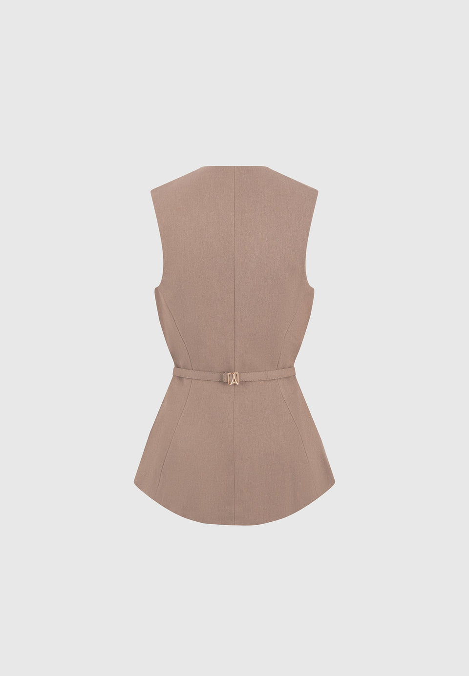 Simone - Cinch Waistcoat with Oversized Buttons - Taupe