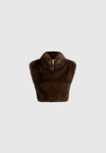 Nayla - High Neck Fur Jumper - Brown