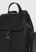 Maloe - Pebbled Leather Eiffel Clasp Backpack - Black