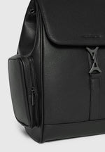 Maloe - Pebbled Leather Eiffel Clasp Backpack - Black