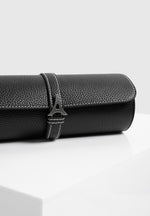 Fred - Pebbled Leather Contrast Stitch Watch Roll - Black