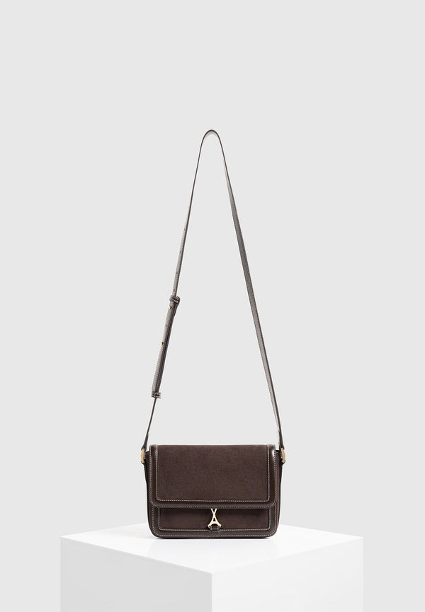 Misha - Suede & Leather Crossbody Bag - Brown