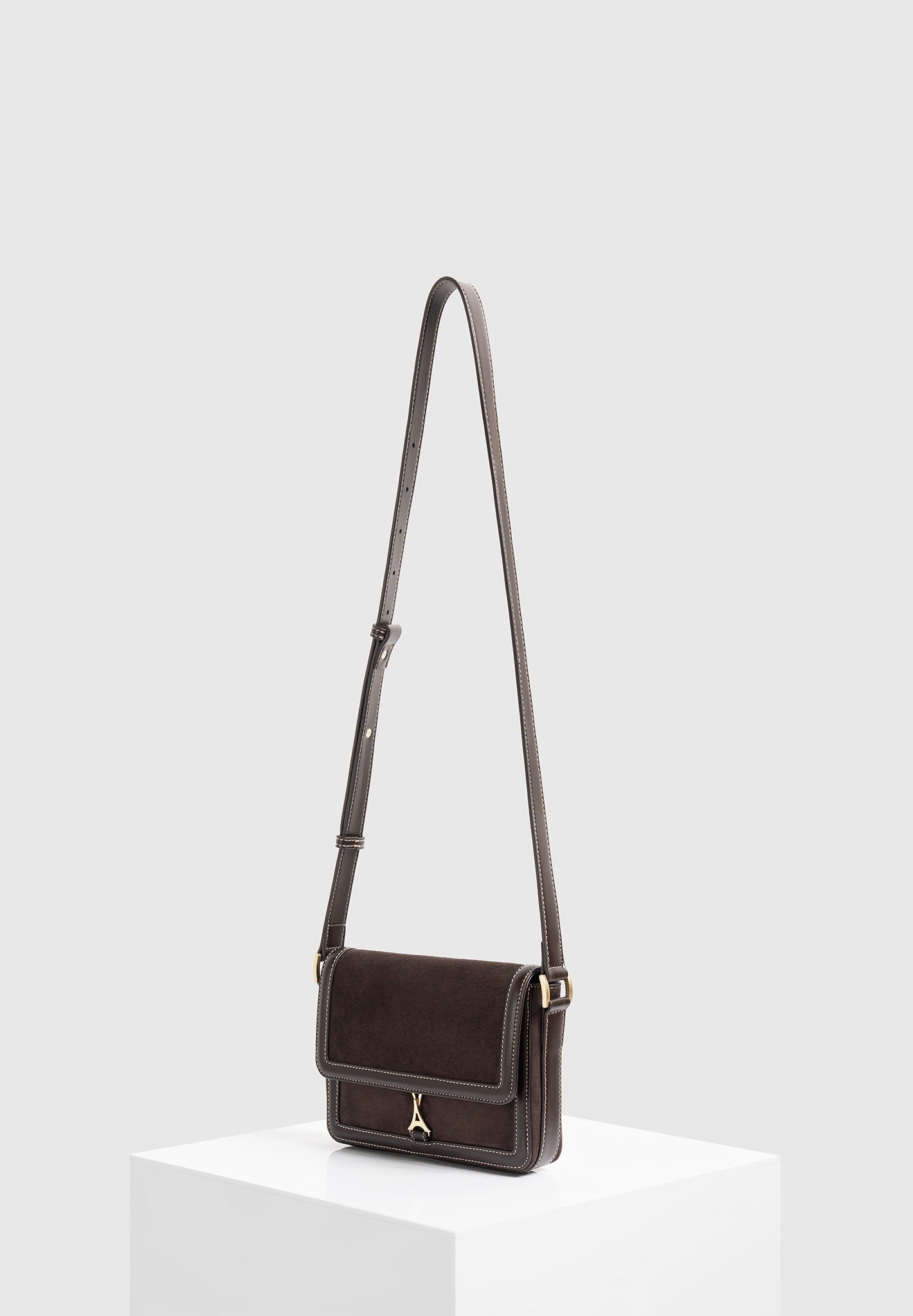 Misha - Suede & Leather Crossbody Bag - Brown