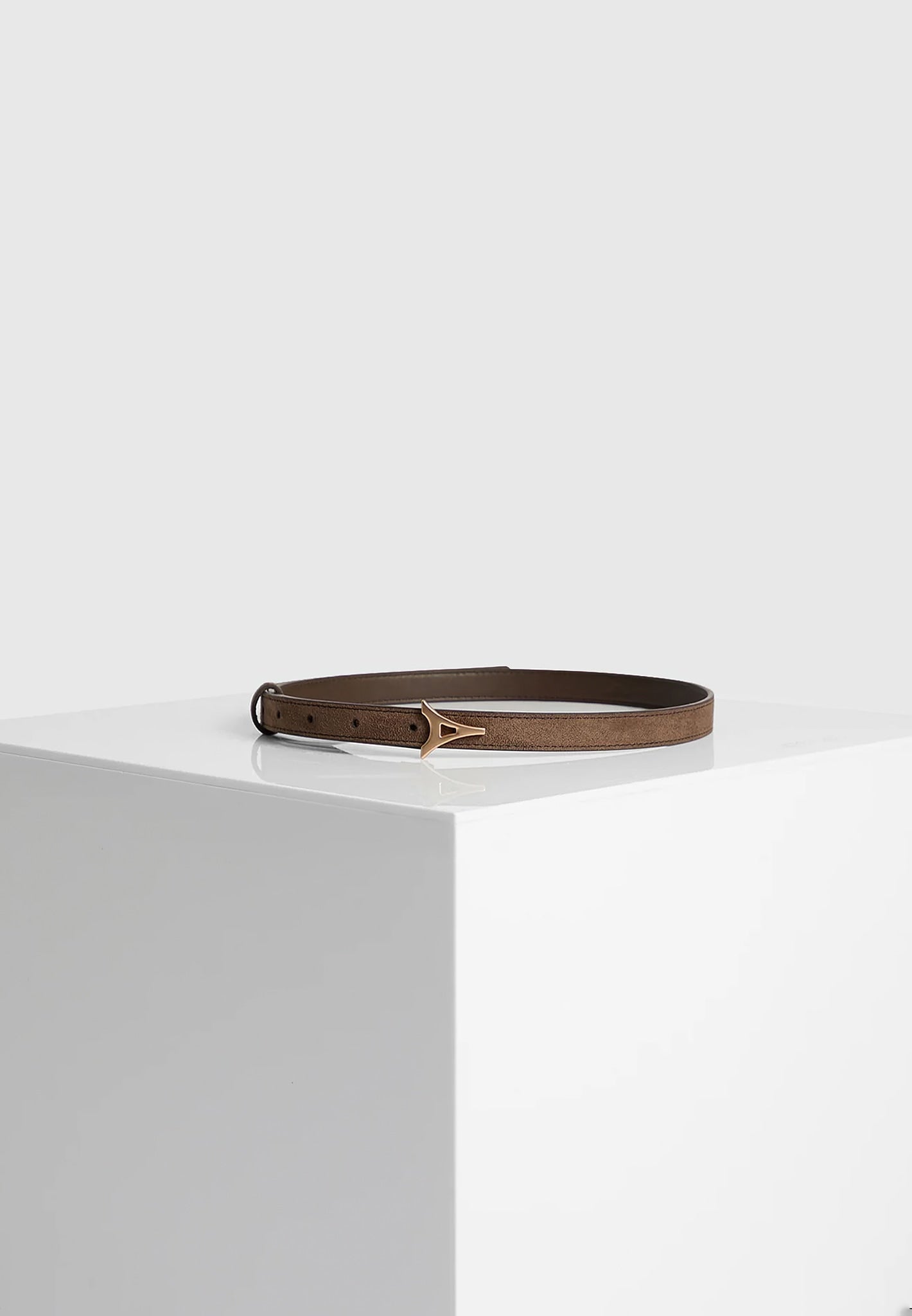 Leonie - Eiffel Slim Suede Belt - Brown/Gold