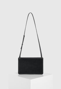 Elio - Suede Contrast Stitch Crossbody Bag - Black