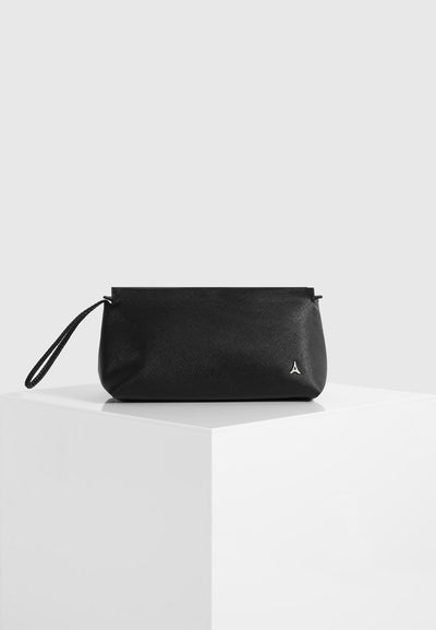 Jessy - Textured Leather Washbag - Black