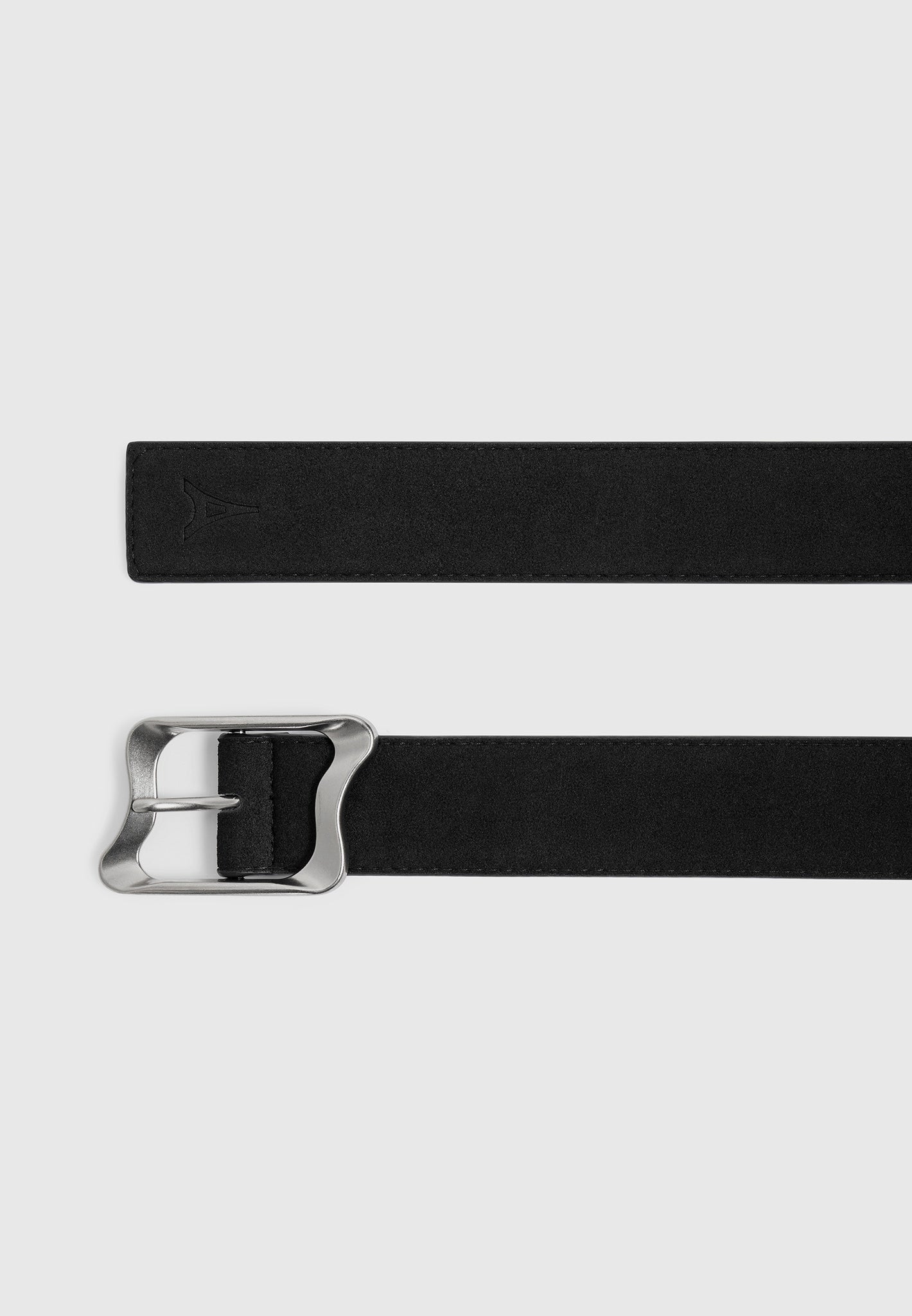 Eleanor - Suede & Leather Statement Buckle Belt - Black 
