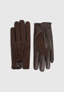 Mario - Suede & Leather Gloves - Brown