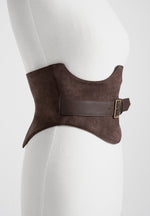 Chloe - Suede Corset with Belt - Brown