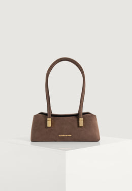 Annelise - Suede Baguette Bag - Brown