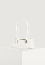 Annelise - Pebbled Leather Baguette Bag - White