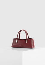Annelise - Pebbled Leather Baguette Bag - Wine Red