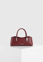 Annelise - Pebbled Leather Baguette Bag - Wine Red