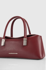 Annelise - Pebbled Leather Baguette Bag - Wine Red
