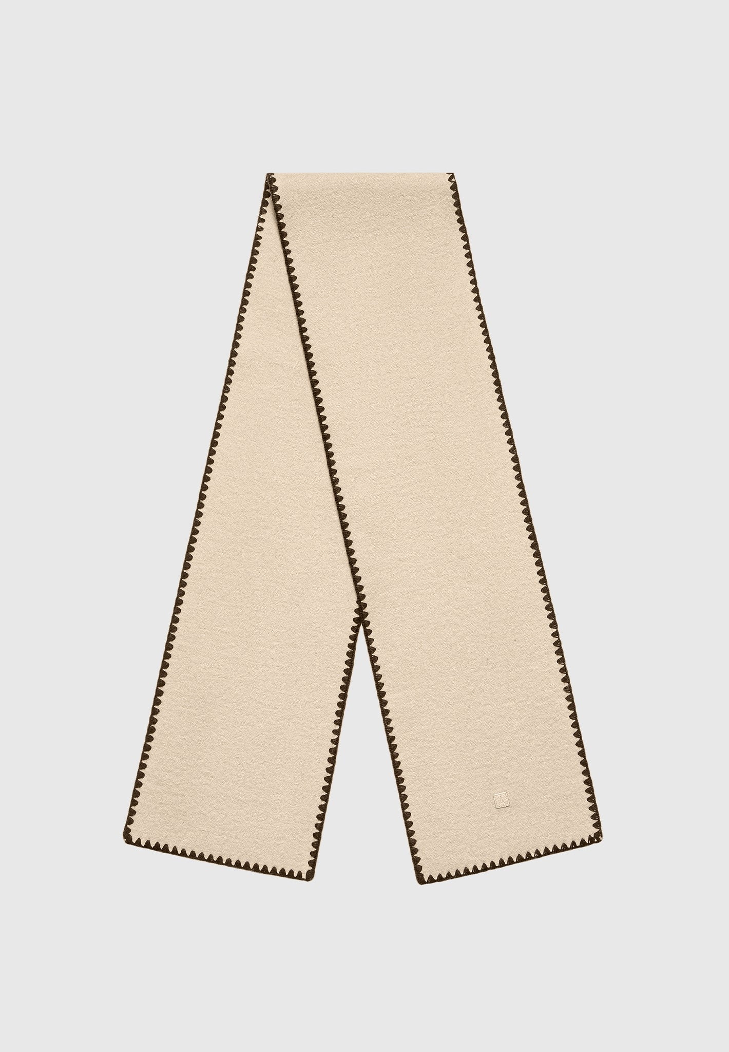 Aube - Blanket Stitch Wool Scarf - Taupe 