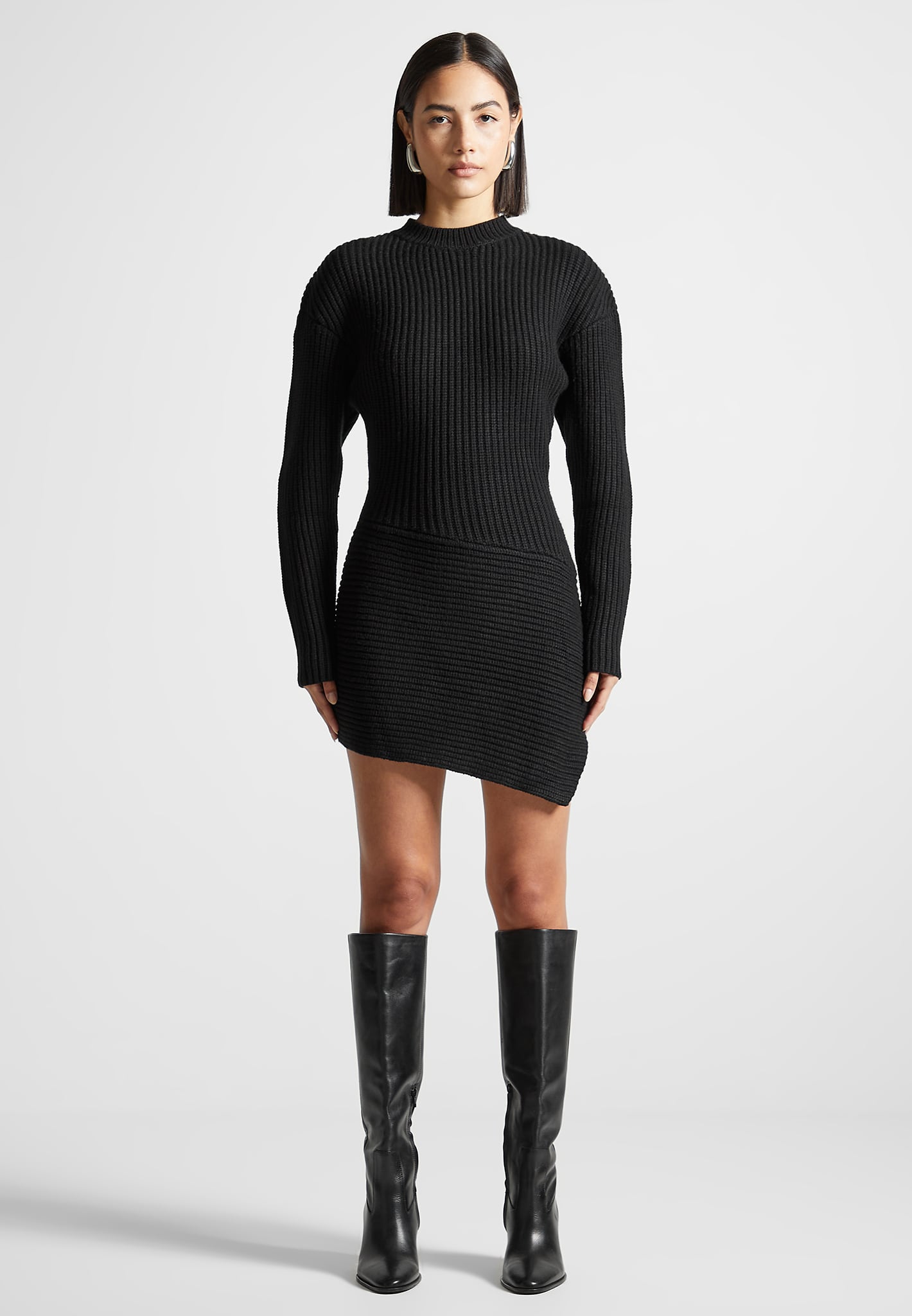 asymmetric-knit-jumper-dress-black