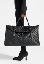 vegan-leather-diamond-quilted-travel-bag-black