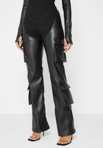 bandage-and-vegan-leather-racer-neck-cargo-pocket-jumpsuit-black