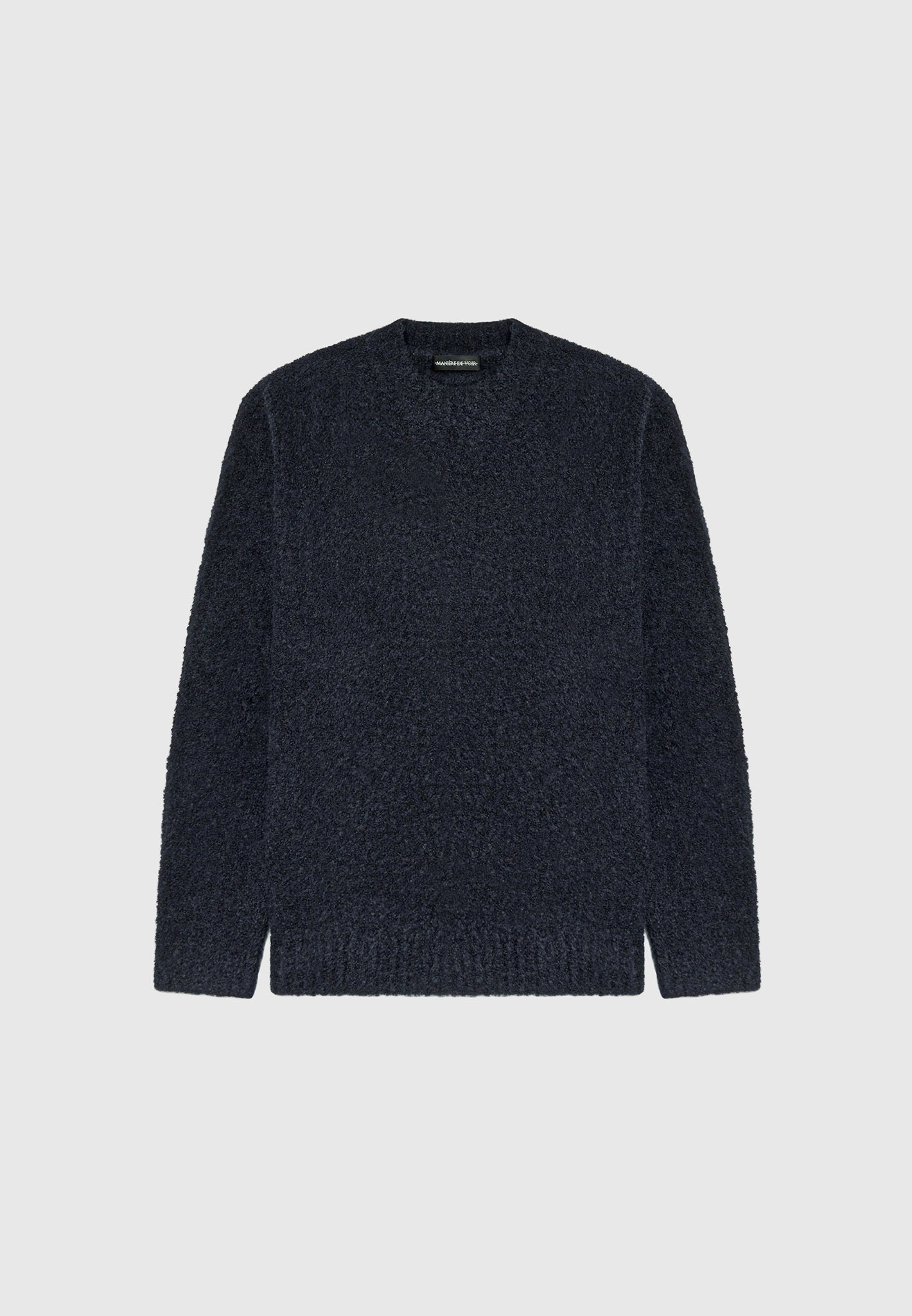 Acrylic and Mohair Wool Blend Knit Bouclé in Navy