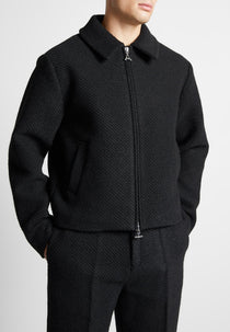 Boxy Wool Twill Jacket - Black