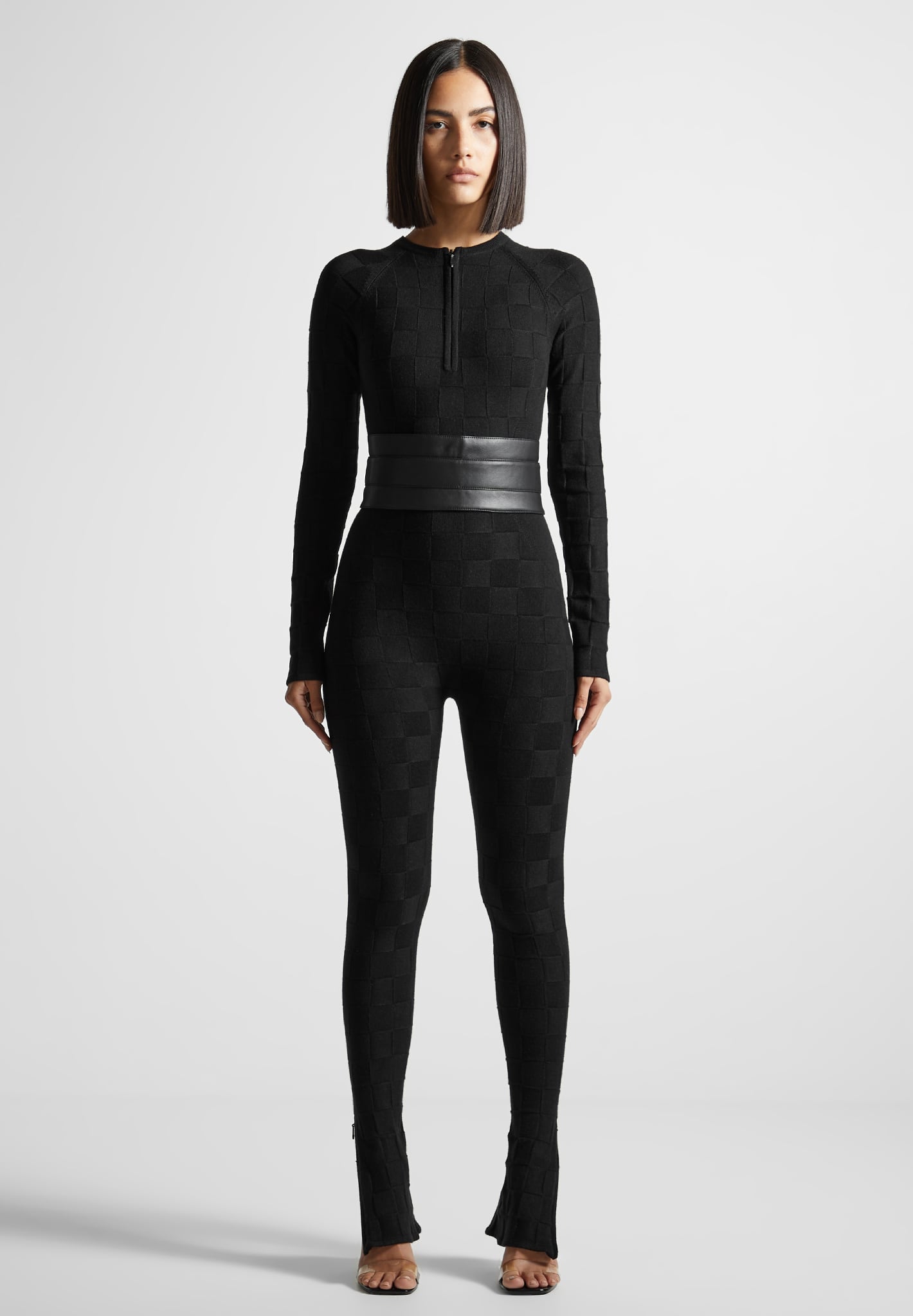 chequerboard-knit-jumpsuit-with-belt-black