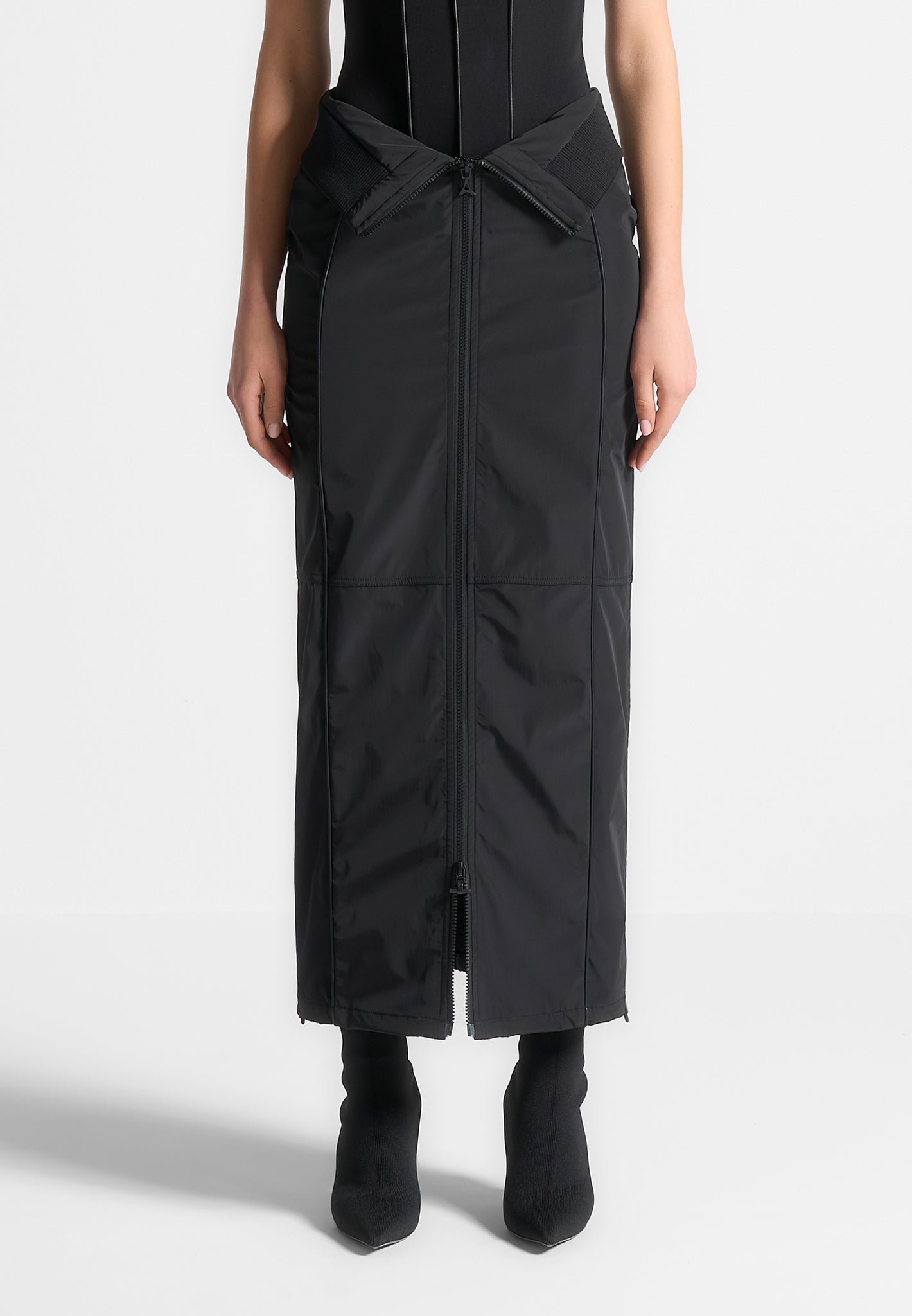 contour-nylon-midaxi-skirt-black