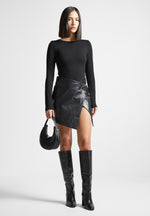 cracked-vegan-leather-wrap-skirt-black